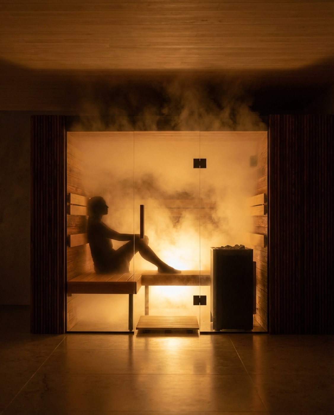 Figure in steam, face obscured